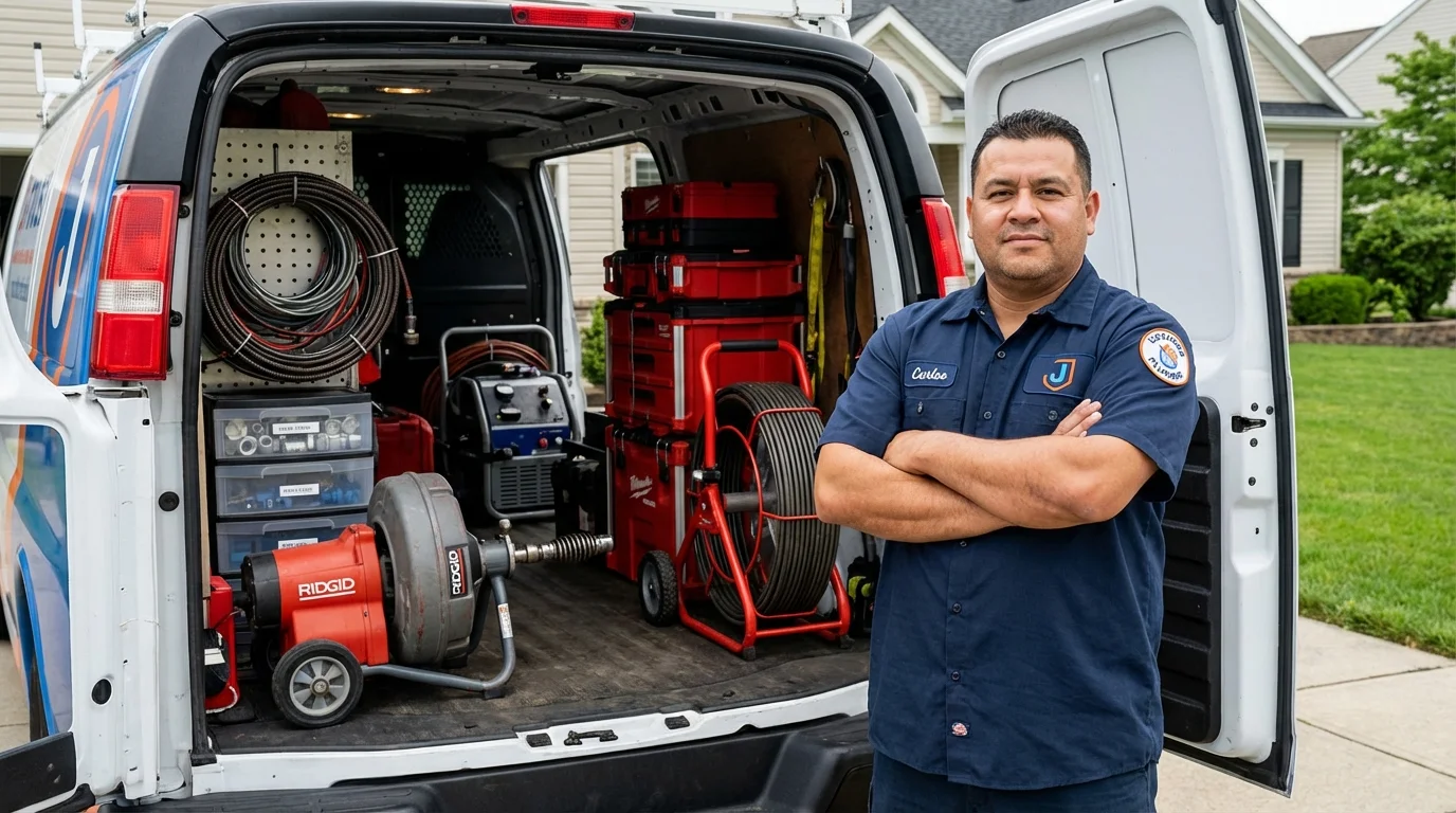 Professional drain cleaning equipment and Johns Plumbing LLC plumber in Pleasant Hill
