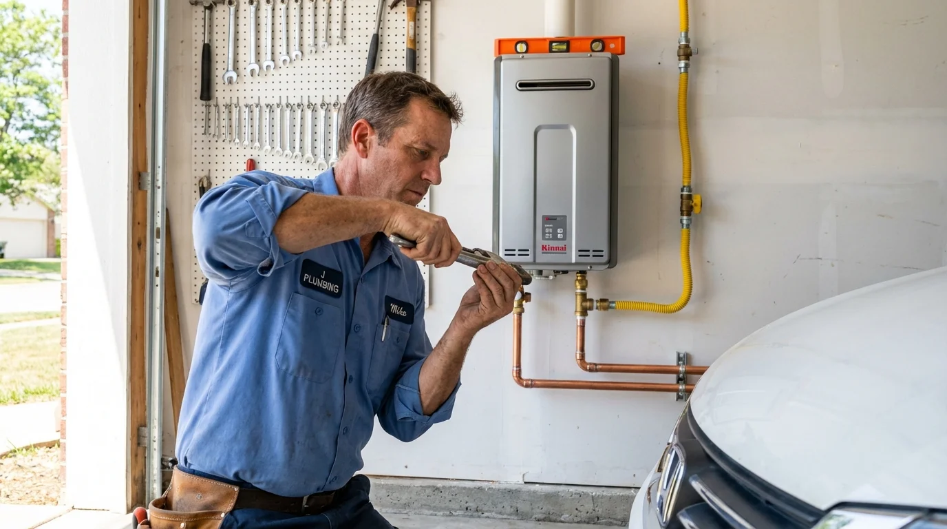 Tankless water heater installation by a Johns Plumbing LLC plumber in Pleasant Hill